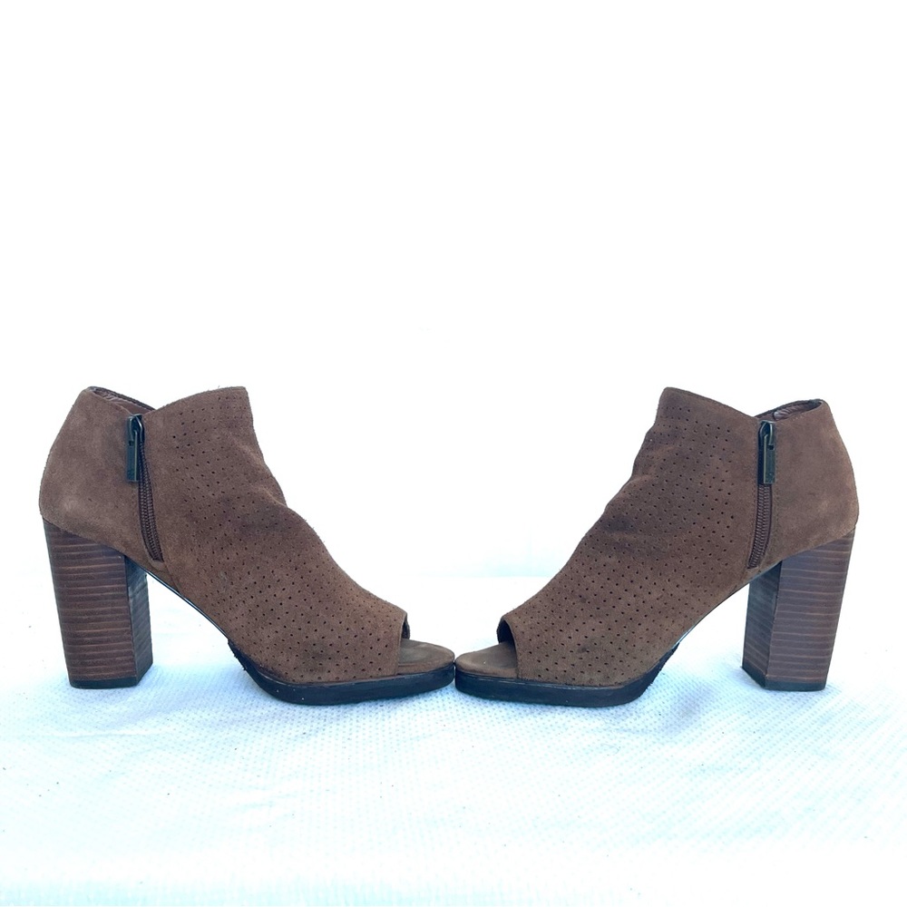 Jessica Simpson Brown Suede Open Toe Ankle Bootie - Picture 4 of 12